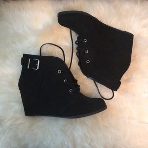 Black Lace-Up Booties